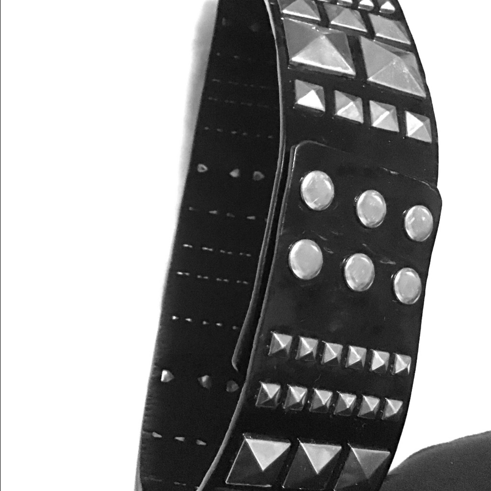 Black Leather Silver Studded Belt Versace Style